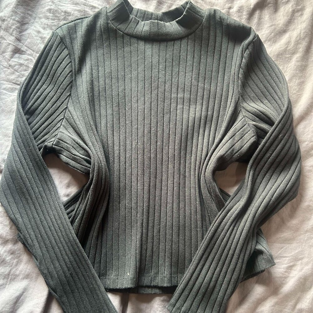 Old Navy Black Ribbed Mock Neck Top